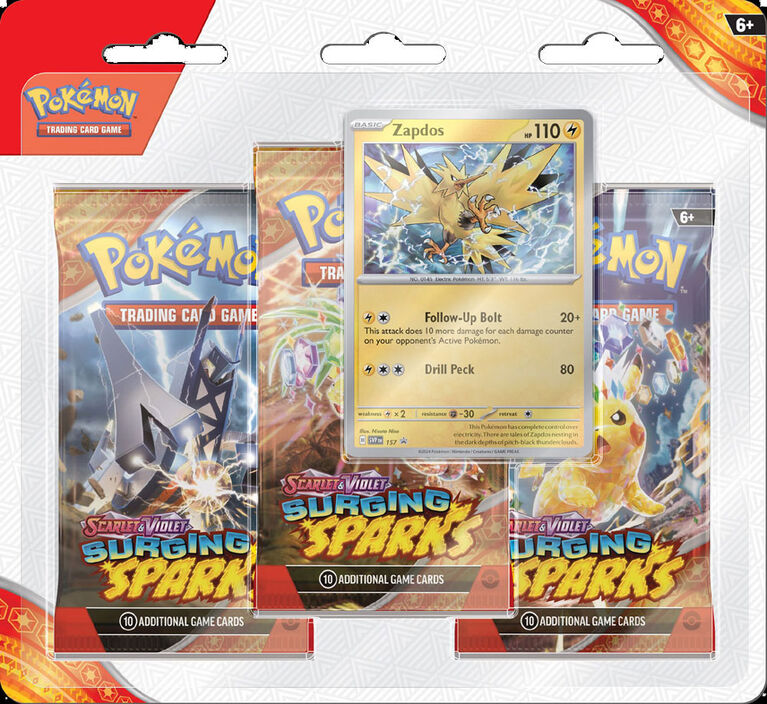 Three Pack Blister Pokemon: Surging Sparks | בליסטר 3 חבילות קלפי פוקימון סרג'ינג ספארקס