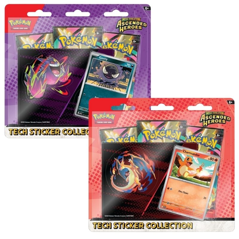 מארז פוקימון בליסטר מדבקות עם 3 חבילות - מגה אוולושן: אסנדד הירוס | Pokemon: Tech Sticker Collection - Mega Evolution: Ascended Heroes