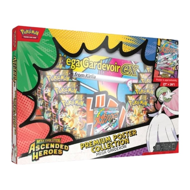 מכירה מוקדמת! מארז קלפי פוקימון פוסטר קולקשן: אסנדד הירוס מגה גארדיוויור | Pokémon: Mega Gardevoir Poster Collection - Mega Evolution: Ascended Heroes