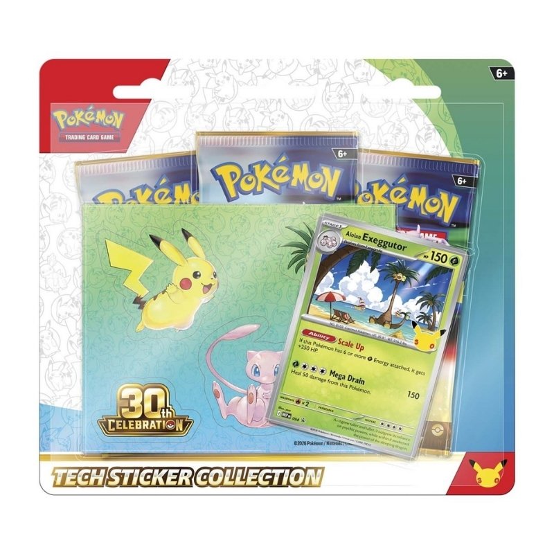 פוקימון מארז בליסטר מדבקות וחבילות קלפים | Pokémon TCG: 30th Celebration Tech Sticker Collection